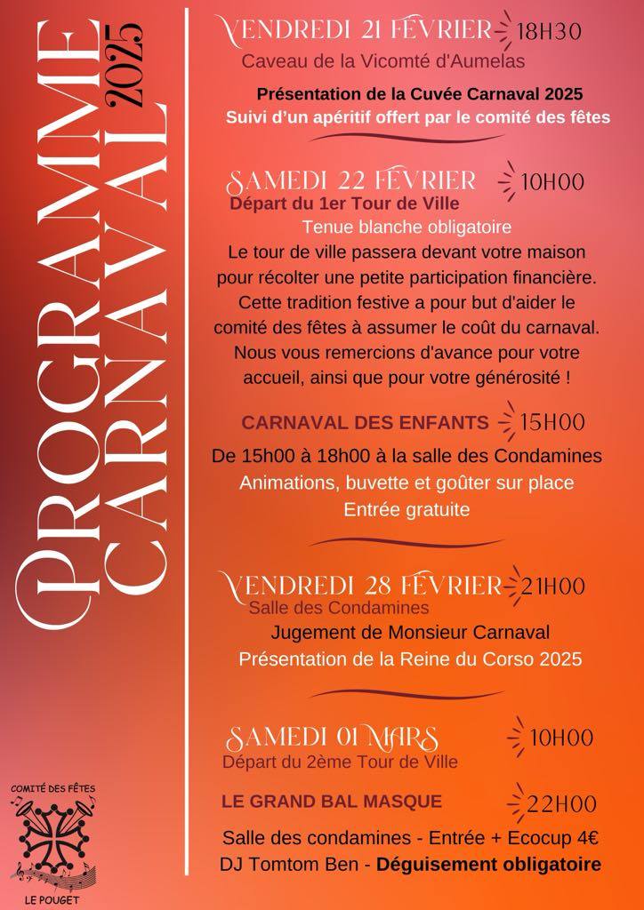 Programme Carnaval 2025